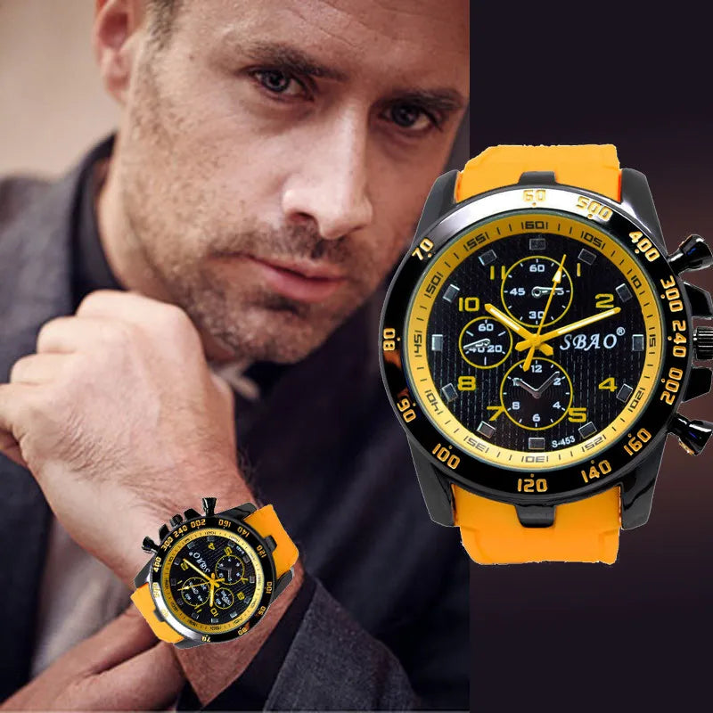 Fashion Men's Digital Watch Stainless Steel Luxury Sport Analog Quartz Modern Men Wrist Watch Yellow Relogio Masculino