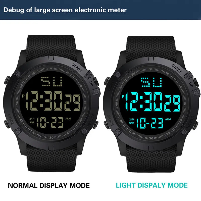 Men's Sport Watch Multifunction Military Sports Watch Waterproof Luminous LED Digital Kids Watch Big Dial Student Electronic Watch