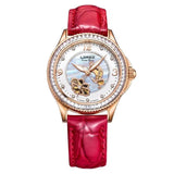 LOREO Shell Dial Ladies Watch Automatic Mechanical Premium Leather Strap