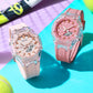 SMAEL Quartz Watch Women Dual Time Fashion Casual Silicone Digital Strap Back Light Student Girl Sports Watch Female Wristwatch
