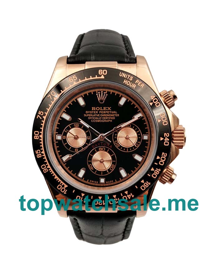 Replica Rolex Daytona 116515 LN UK - 40MM Rose Gold Male Rolex Daytona Replica Watches - Blingwatches.co.uk