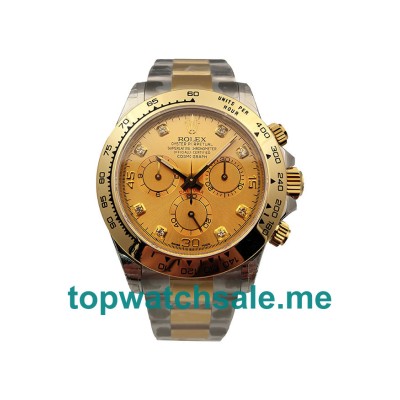 Replica Rolex Daytona 116503 UK - 40MM Steel & Gold Male Rolex Daytona Replica Watches - Blingwatches.co.uk