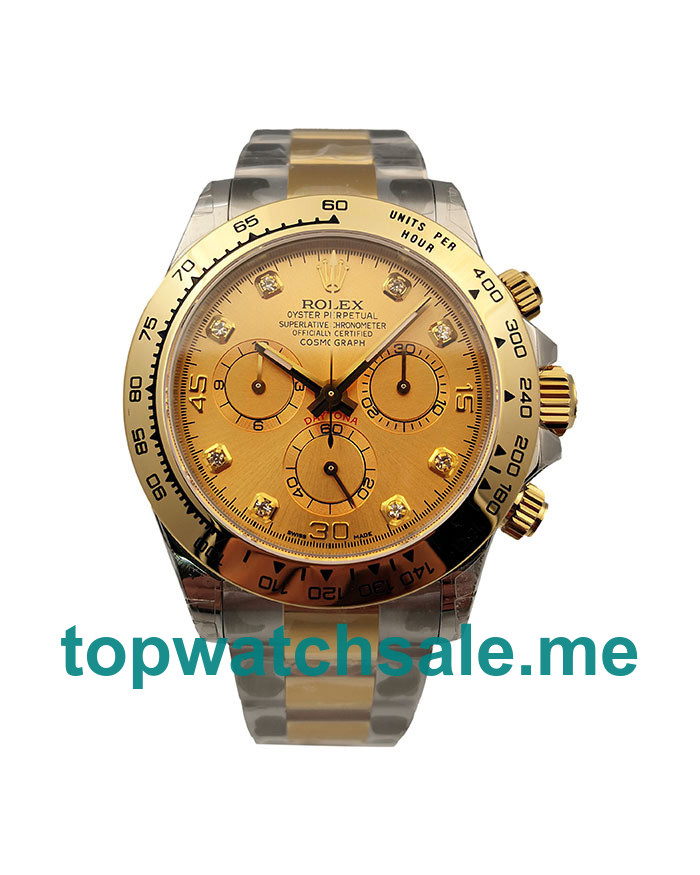 Replica Rolex Daytona 116503 UK - 40MM Steel & Gold Male Rolex Daytona Replica Watches - Blingwatches.co.uk