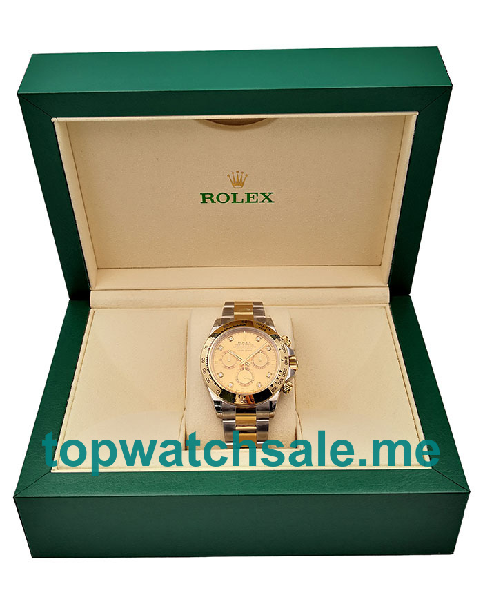 Replica Rolex Daytona 116503 UK - 40MM Steel & Gold Male Rolex Daytona Replica Watches - Blingwatches.co.uk