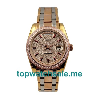 Replica Rolex Day-Date 118348 UK - 36MM Rose Gold & Yellow Gold Male Rolex Day-Date Replica Watches - Blingwatches.co.uk
