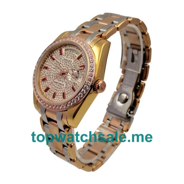 Replica Rolex Day-Date 118348 UK - 36MM Rose Gold & Yellow Gold Male Rolex Day-Date Replica Watches - Blingwatches.co.uk