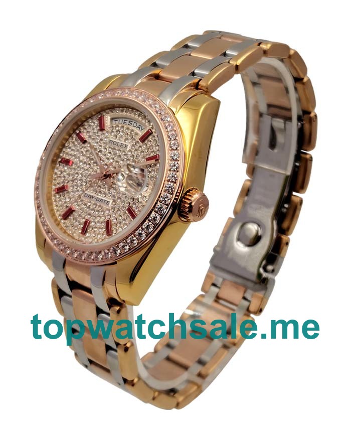 Replica Rolex Day-Date 118348 UK - 36MM Rose Gold & Yellow Gold Male Rolex Day-Date Replica Watches - Blingwatches.co.uk