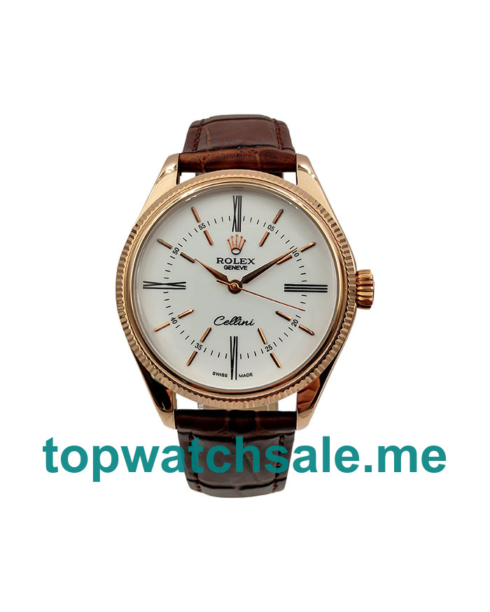 Replica Rolex Cellini 50505 UK - 39MM Rose Gold Male Rolex Cellini Replica Watches - Blingwatches.co.uk