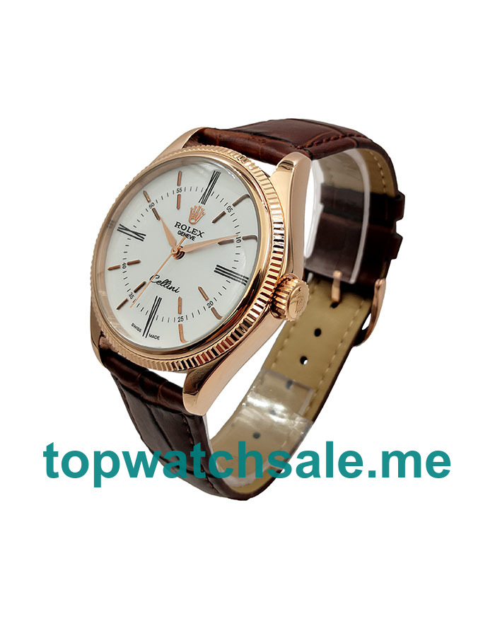 Replica Rolex Cellini 50505 UK - 39MM Rose Gold Male Rolex Cellini Replica Watches - Blingwatches.co.uk
