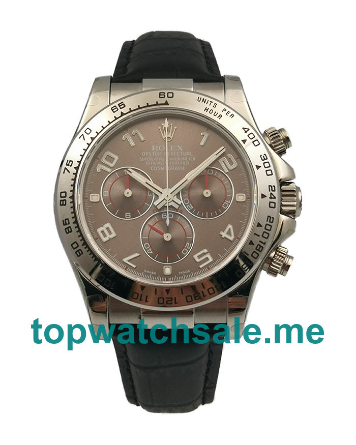 Replica Rolex Daytona 116519 UK - 40MM White Gold Male Rolex Daytona Replica Watches - Blingwatches.co.uk