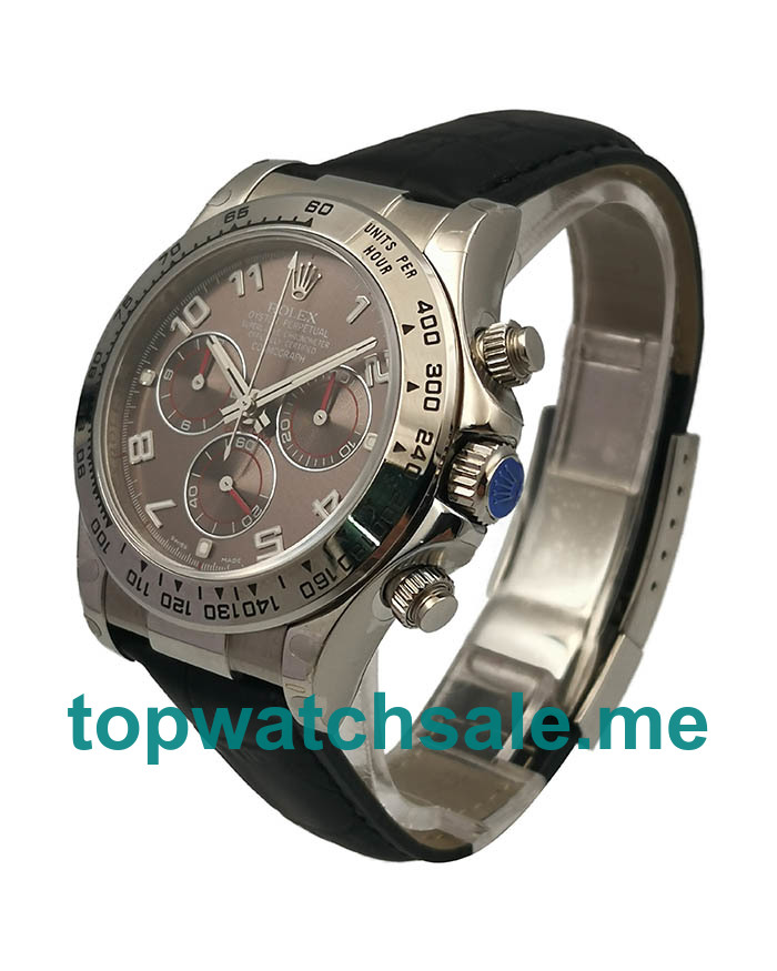 Replica Rolex Daytona 116519 UK - 40MM White Gold Male Rolex Daytona Replica Watches - Blingwatches.co.uk