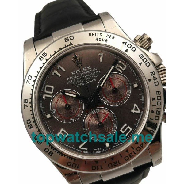 Replica Rolex Daytona 116519 UK - 40MM White Gold Male Rolex Daytona Replica Watches - Blingwatches.co.uk
