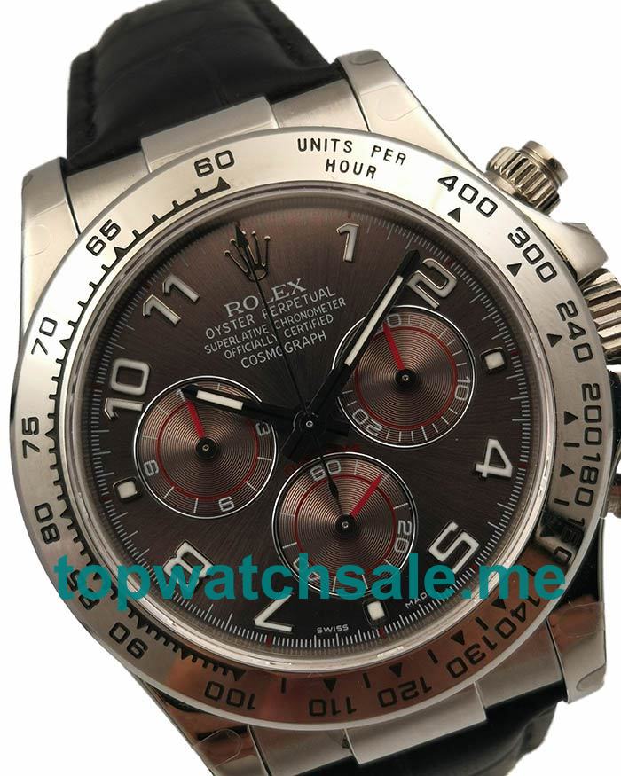 Replica Rolex Daytona 116519 UK - 40MM White Gold Male Rolex Daytona Replica Watches - Blingwatches.co.uk
