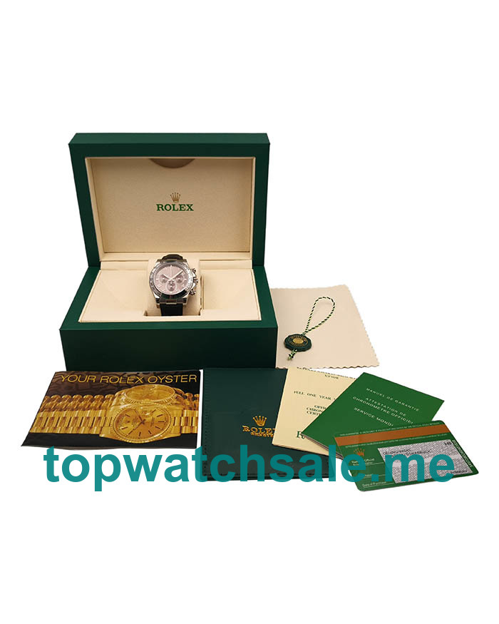 Replica Rolex Daytona 116519 UK - 40MM White Gold Male Rolex Daytona Replica Watches - Blingwatches.co.uk