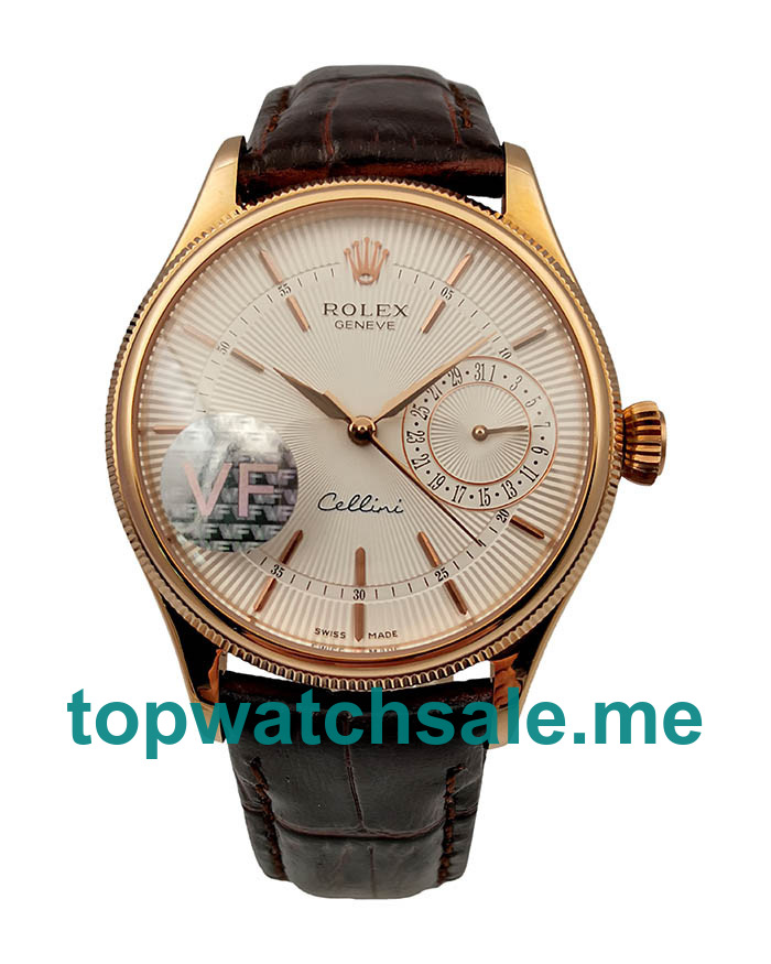 Replica Rolex Cellini Date 50515 VF UK - 39MM Rose Gold Male Rolex Cellini Date Replica Watches - Blingwatches.co.uk