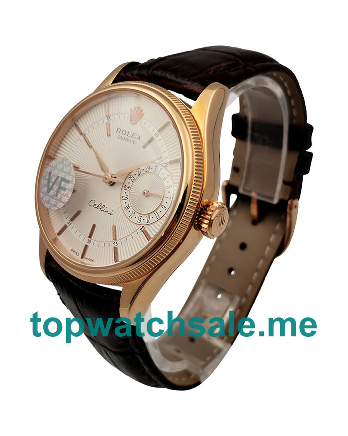 Replica Rolex Cellini Date 50515 VF UK - 39MM Rose Gold Male Rolex Cellini Date Replica Watches - Blingwatches.co.uk