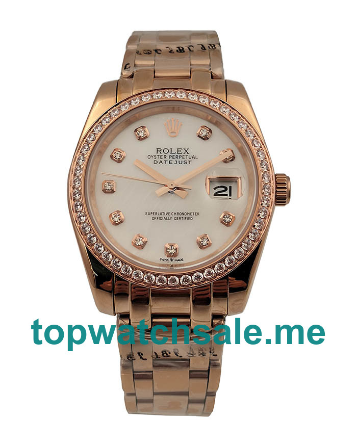 Replica Rolex Pearlmaster 81285 UK - 36MM Rose Gold Female Rolex Pearlmaster Replica Watches - Blingwatches.co.uk