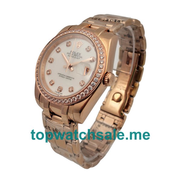 Replica Rolex Pearlmaster 81285 UK - 36MM Rose Gold Female Rolex Pearlmaster Replica Watches - Blingwatches.co.uk