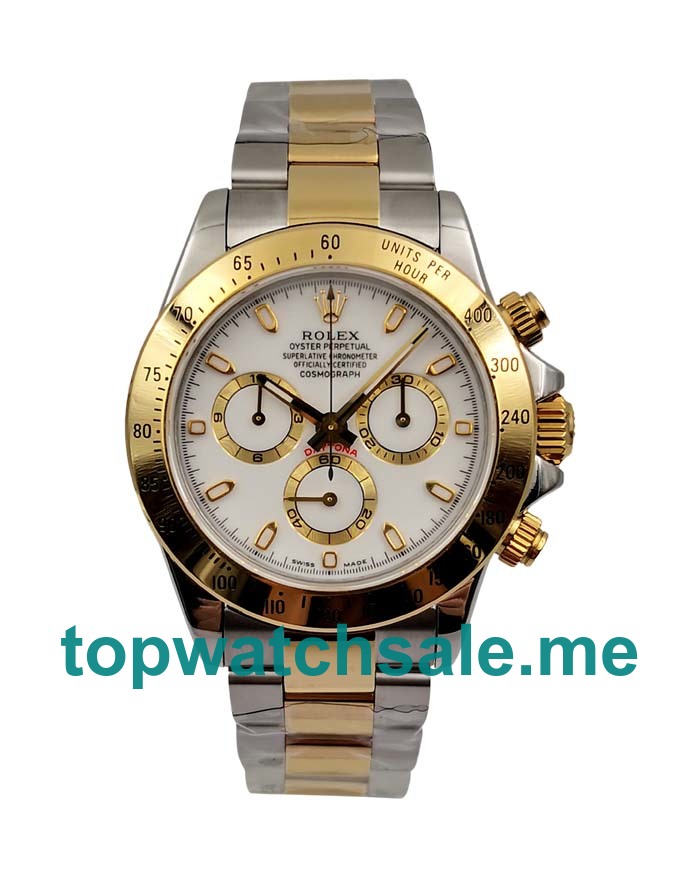 Replica Rolex Daytona 116523 UK - 40MM Steel & Gold Male Rolex Daytona Replica Watches - Blingwatches.co.uk