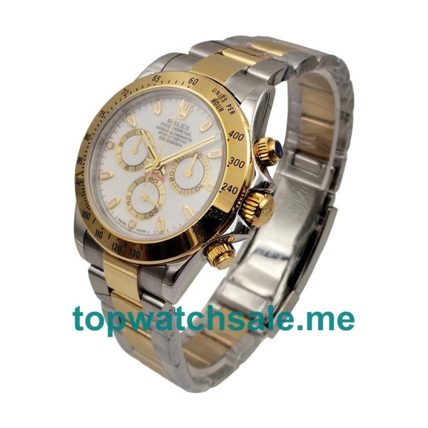 Replica Rolex Daytona 116523 UK - 40MM Steel & Gold Male Rolex Daytona Replica Watches - Blingwatches.co.uk