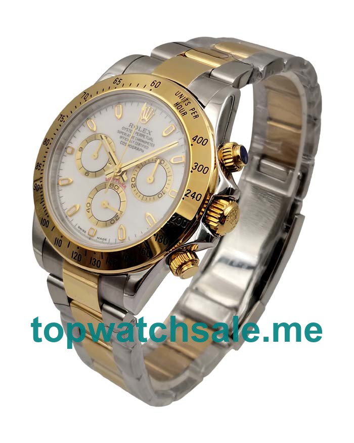 Replica Rolex Daytona 116523 UK - 40MM Steel & Gold Male Rolex Daytona Replica Watches - Blingwatches.co.uk