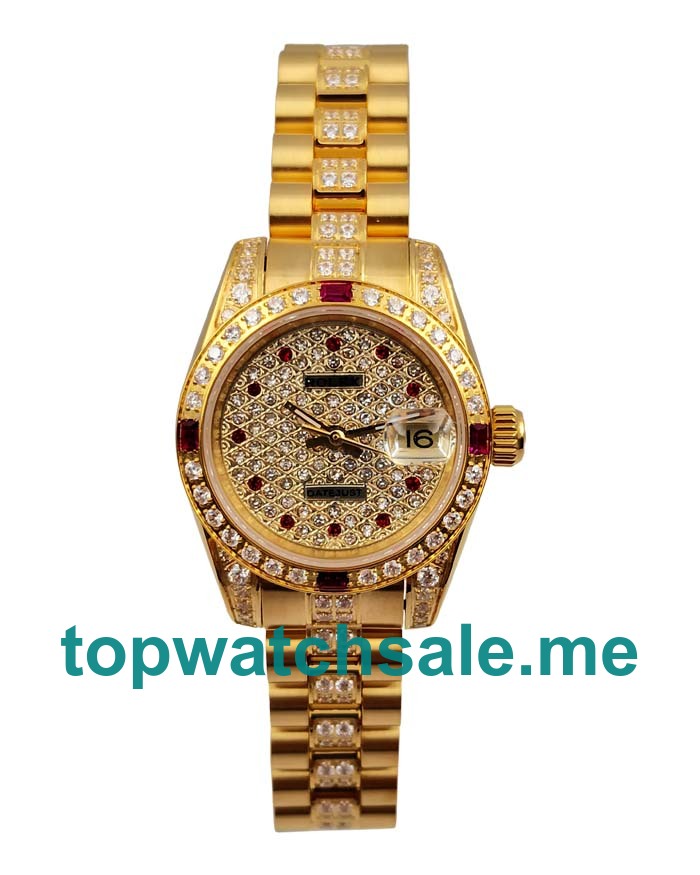 Replica Rolex Lady-Datejust 179158 UK - 26MM Gold Female Rolex Lady-Datejust Replica Watches - Blingwatches.co.uk