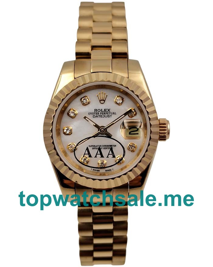 Replica Rolex Lady-Datejust 179178 UK - 26MM Gold Female Rolex Lady-Datejust Replica Watches - Blingwatches.co.uk