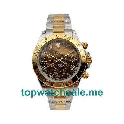 Replica Rolex Daytona 116523 UK - 40MM Steel & Gold Male Rolex Daytona Replica Watches - Blingwatches.co.uk