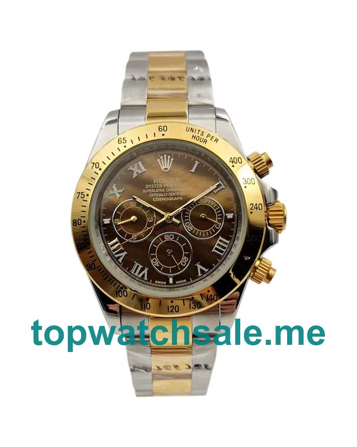 Replica Rolex Daytona 116523 UK - 40MM Steel & Gold Male Rolex Daytona Replica Watches - Blingwatches.co.uk