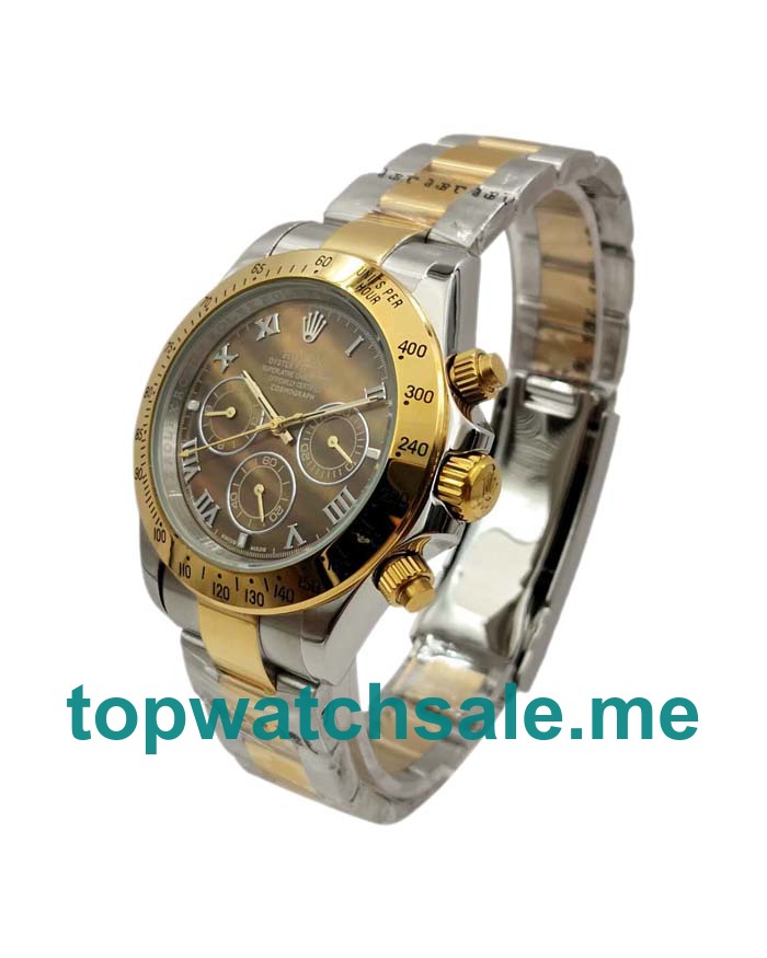 Replica Rolex Daytona 116523 UK - 40MM Steel & Gold Male Rolex Daytona Replica Watches - Blingwatches.co.uk