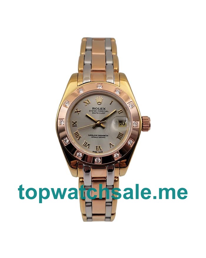 Replica Rolex Pearlmaster 80318 UK - 28MM Gold Female Rolex Pearlmaster Replica Watches - Blingwatches.co.uk