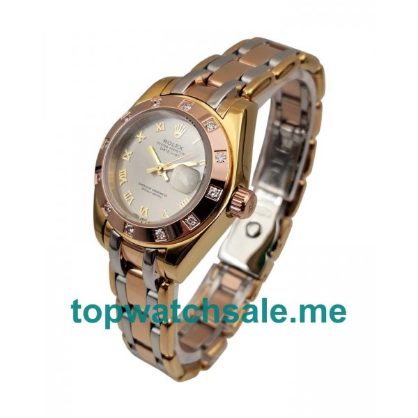 Replica Rolex Pearlmaster 80318 UK - 28MM Gold Female Rolex Pearlmaster Replica Watches - Blingwatches.co.uk