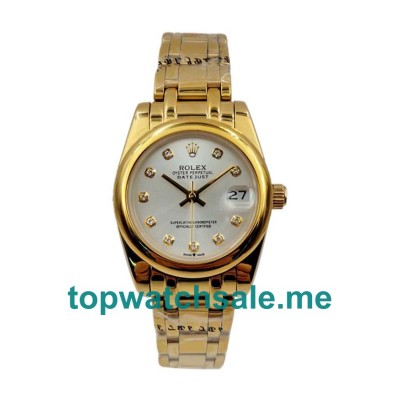 Replica Rolex Pearlmaster 81208 UK - 31MM Gold Female Rolex Pearlmaster Replica Watches - Blingwatches.co.uk