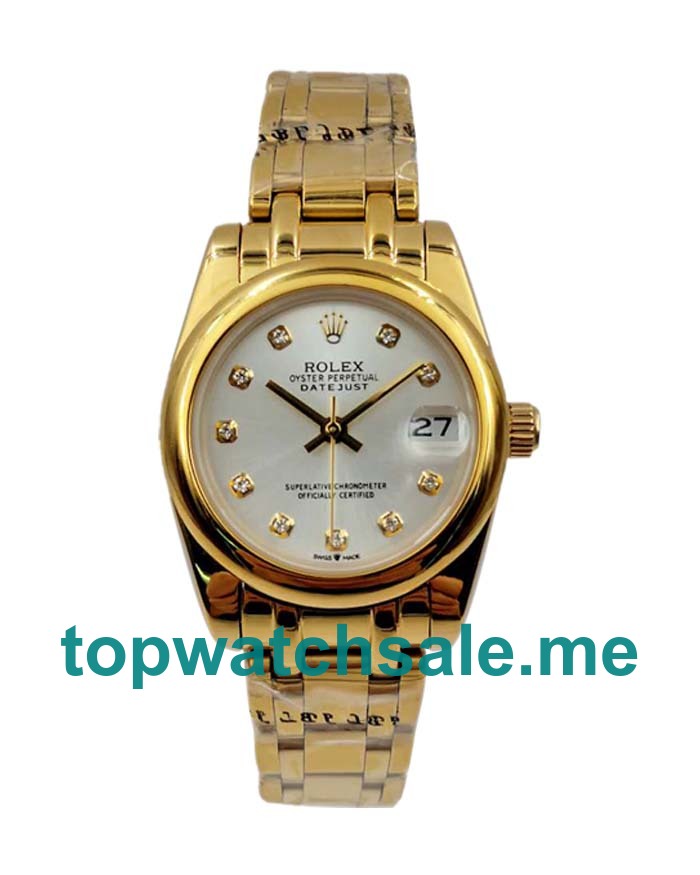 Replica Rolex Pearlmaster 81208 UK - 31MM Gold Female Rolex Pearlmaster Replica Watches - Blingwatches.co.uk