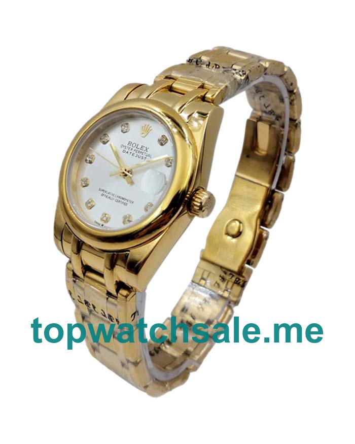 Replica Rolex Pearlmaster 81208 UK - 31MM Gold Female Rolex Pearlmaster Replica Watches - Blingwatches.co.uk