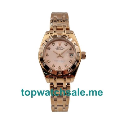 Replica Rolex Pearlmaster 80315 UK - 27MM Rose Gold Female Rolex Pearlmaster Replica Watches - Blingwatches.co.uk