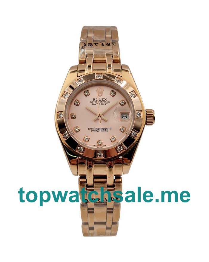 Replica Rolex Pearlmaster 80315 UK - 27MM Rose Gold Female Rolex Pearlmaster Replica Watches - Blingwatches.co.uk