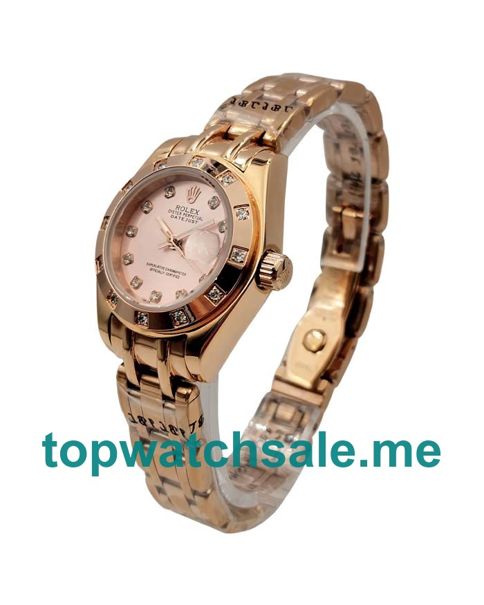 Replica Rolex Pearlmaster 80315 UK - 27MM Rose Gold Female Rolex Pearlmaster Replica Watches - Blingwatches.co.uk