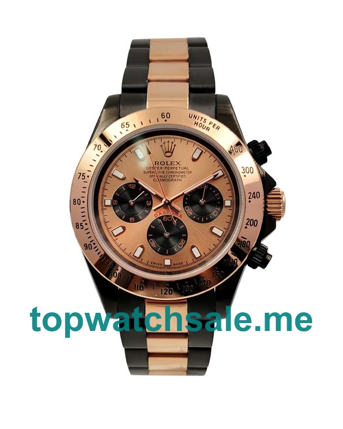 Replica Rolex Daytona 116505 UK - 40MM Steel & Rose Gold Male Rolex Daytona Replica Watches - Blingwatches.co.uk