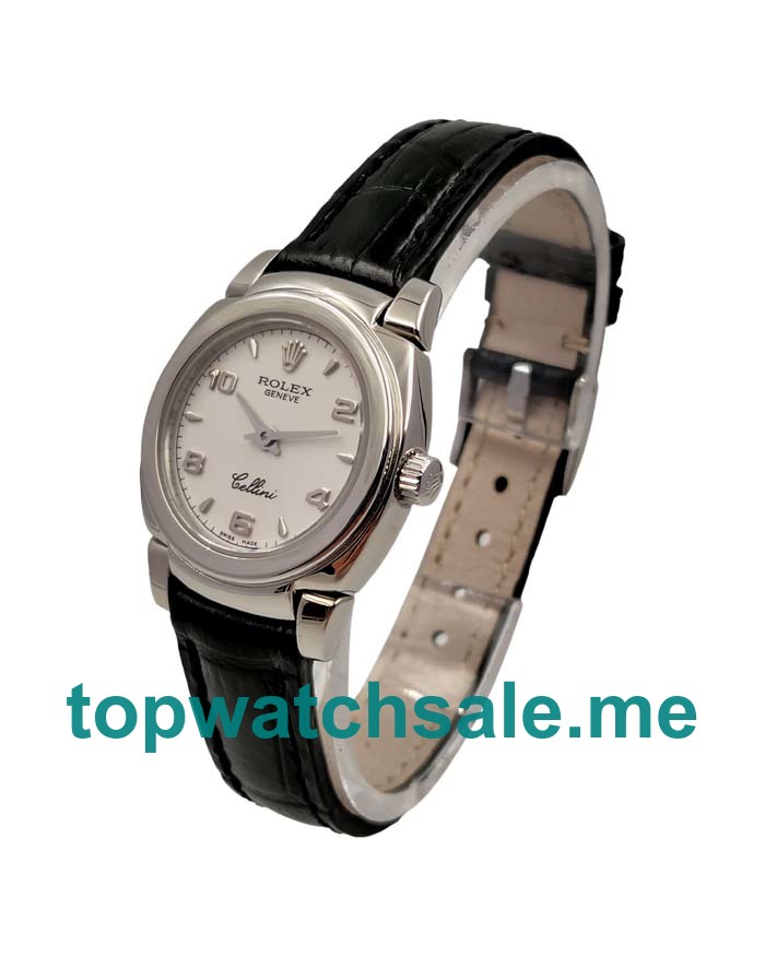 Replica Rolex Cellini 5310 UK - 25MM White Gold Female Rolex Cellini Replica Watches - Blingwatches.co.uk