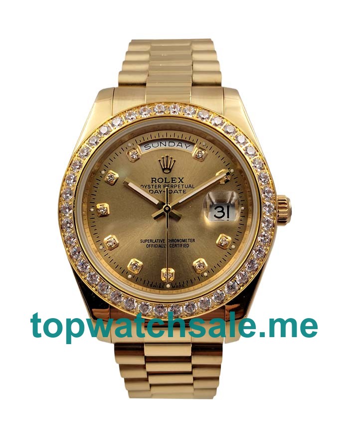 Replica Rolex Day-Date 218348 UK - 41MM Gold Male Rolex Day-Date Replica Watches - Blingwatches.co.uk