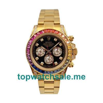 Replica Rolex Daytona 116598 RBOW UK - 40MM Gold Male Rolex Daytona Replica Watches - Blingwatches.co.uk