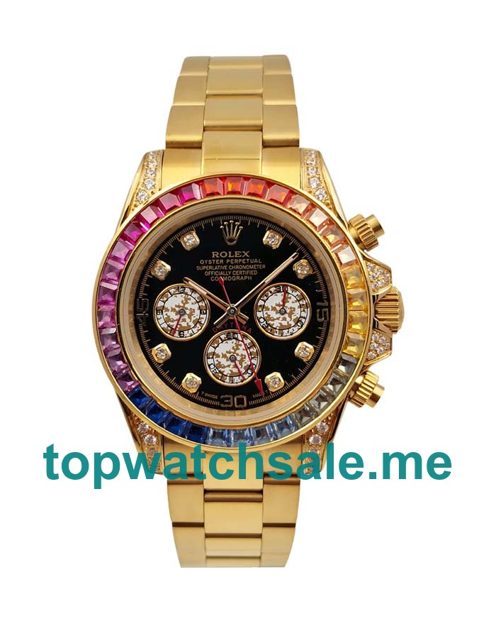 Replica Rolex Daytona 116598 RBOW UK - 40MM Gold Male Rolex Daytona Replica Watches - Blingwatches.co.uk