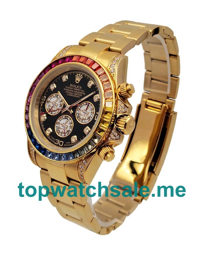 Replica Rolex Daytona 116598 RBOW UK - 40MM Gold Male Rolex Daytona Replica Watches - Blingwatches.co.uk