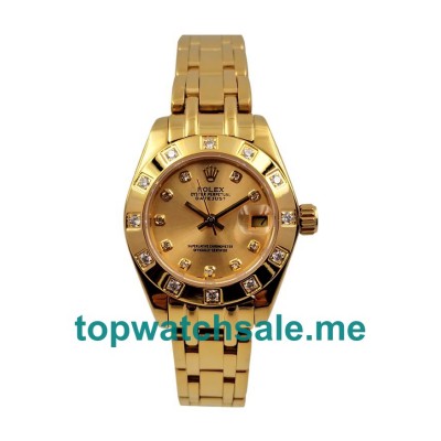 Replica Rolex Pearlmaster 81318 UK - 28MM Gold Female Rolex Pearlmaster Replica Watches - Blingwatches.co.uk