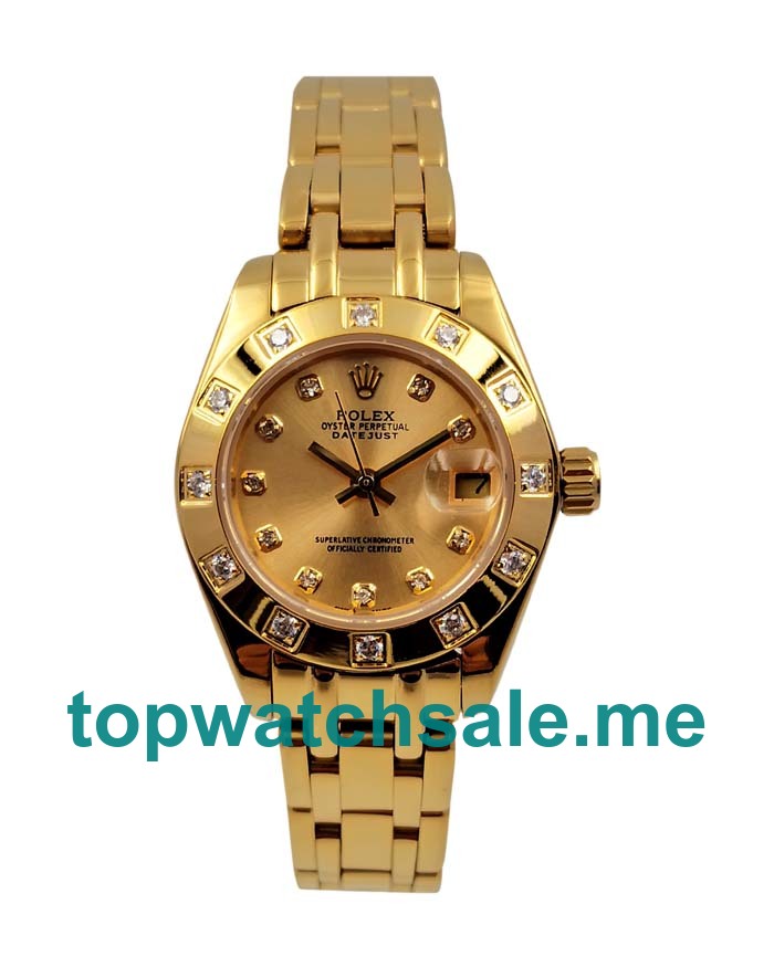 Replica Rolex Pearlmaster 81318 UK - 28MM Gold Female Rolex Pearlmaster Replica Watches - Blingwatches.co.uk