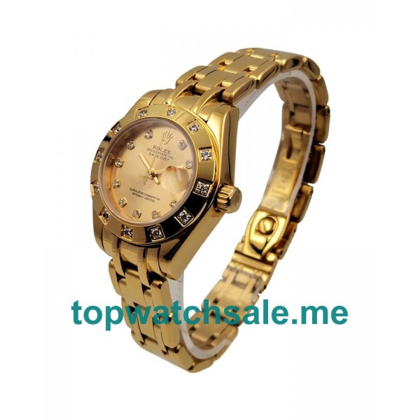 Replica Rolex Pearlmaster 81318 UK - 28MM Gold Female Rolex Pearlmaster Replica Watches - Blingwatches.co.uk