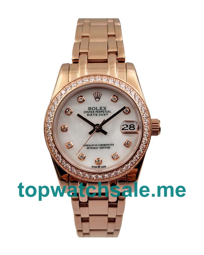 Replica Rolex Pearlmaster 81285 UK - 31MM Rose Gold Female Rolex Pearlmaster Replica Watches - Blingwatches.co.uk