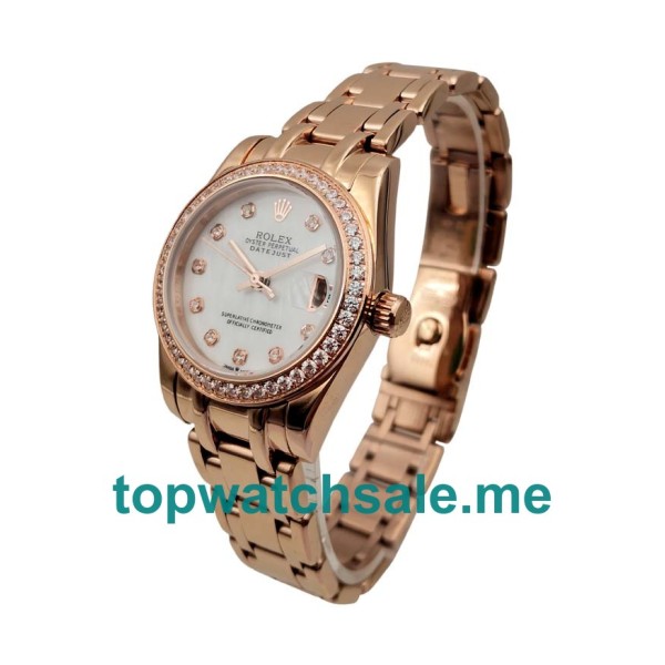 Replica Rolex Pearlmaster 81285 UK - 31MM Rose Gold Female Rolex Pearlmaster Replica Watches - Blingwatches.co.uk