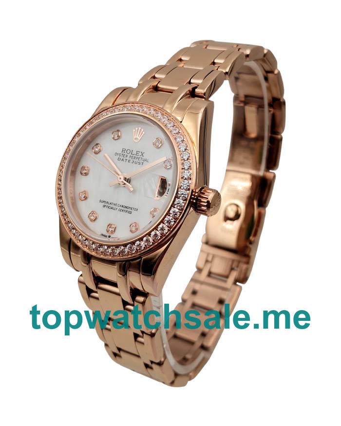 Replica Rolex Pearlmaster 81285 UK - 31MM Rose Gold Female Rolex Pearlmaster Replica Watches - Blingwatches.co.uk